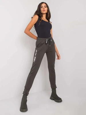 Women's dark khaki cotton sweatpants