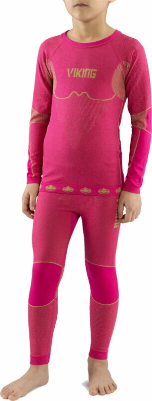 Viking Riko Kids Set Base Layer Fuchsia 128 Sous-vêtements thermiques