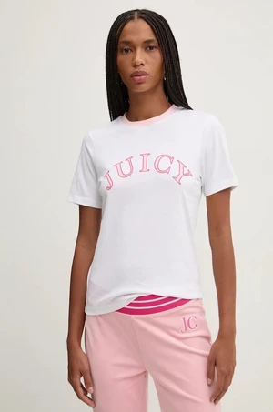 Bavlněné tričko Juicy Couture GIRLFRIEND TEE bílá barva, JCSCT224414