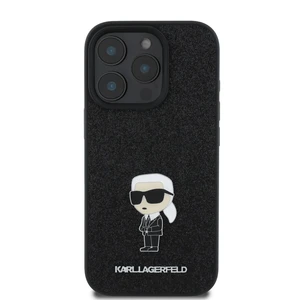 Zadní kryt Karl Lagerfeld Fixed Glitter Metal Ikonik pro Apple iPhone 16 Pro, černá