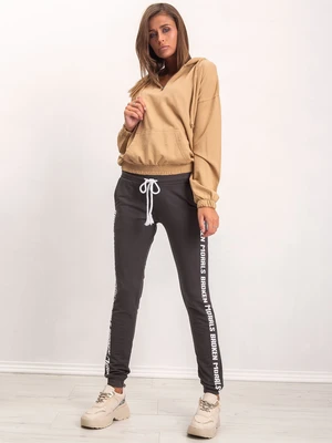 Khaki sweatpants with inscription