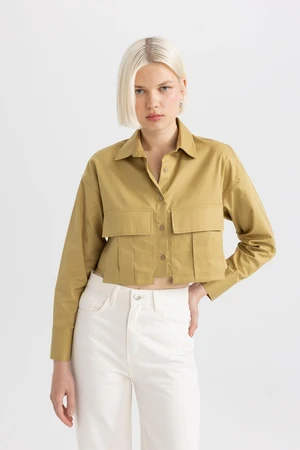 DEFACTO Crop Gabardine Long Sleeve Shirt