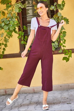 armonika Women's Dark Claret Red Gardener Overalls