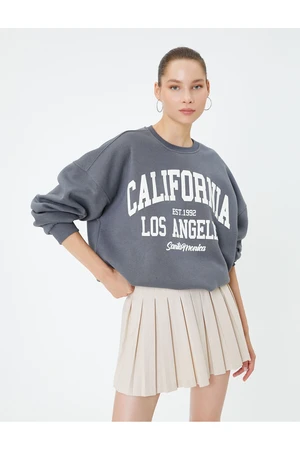 Koton College Sweatshirt Raised Comfortable Fit Long Printed