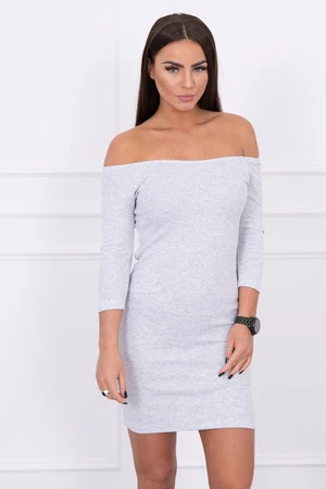 Fitted dress - ribbed light gray