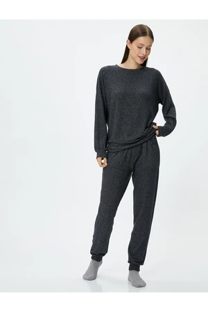 Koton Pajama Top Crew Neck Long Sleeve Viscose Blended