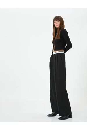 Koton Palazzo Trousers Wide Leg High Waist Pleated