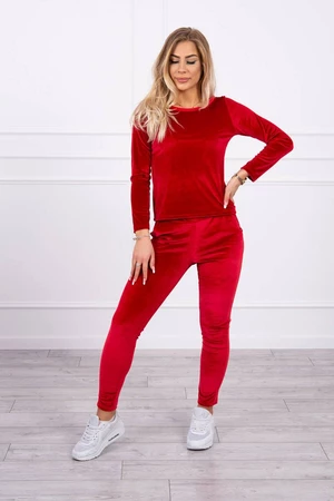 Velour set with ruffles at the back red