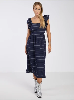 Dark blue ladies striped midishats VILA Rita - Ladies