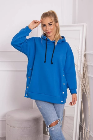 Insulated sweatshirt with snap studs purplish blue