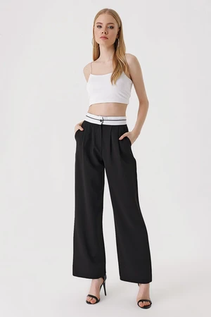 Bigdart 6572 Inverted Belt Palazzo Pants - Black