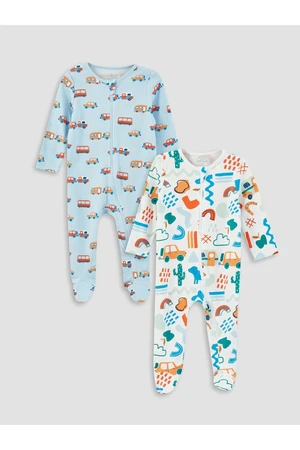 LC Waikiki Crew Neck Printed Baby Boy Rompers 2-Pack