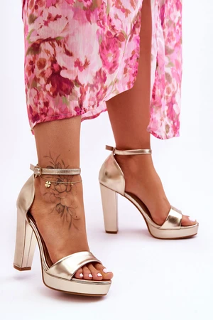 high heel sandals gold Mandy