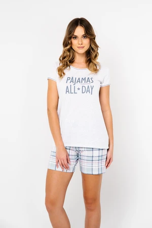 Glamour women's pyjamas, short sleeves, shorts - light melange/print