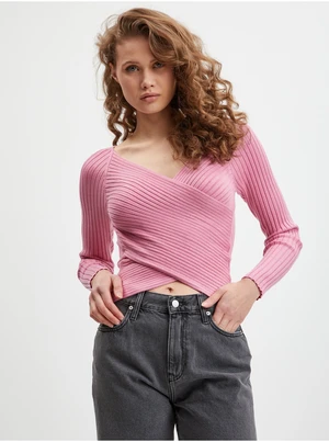 Pink Ladies Ribbed Sweater Guess Sabine - Women