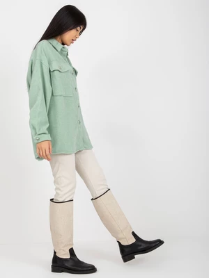 Women's mint button shirt