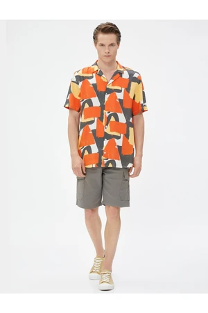 Koton Short Sleeve Shirt with Turndown Collar Abstract Print