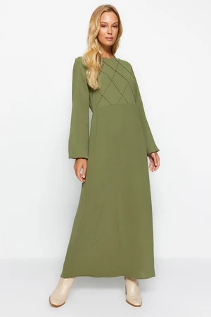 Trendyol Khaki Stitch Detail Aerobin Woven Maxi Dress