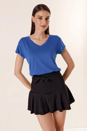 By Saygı V-Neck Round Viscose Blouse