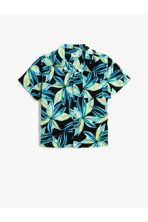 Koton Floral Patterned Short Sleeve Shirt with Pocket Detail Cotton.