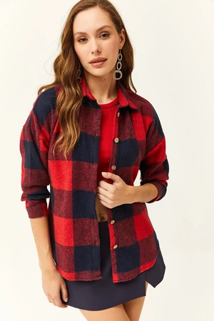 Olalook Women's Plaid Red Plaid Lumberjack Shirt