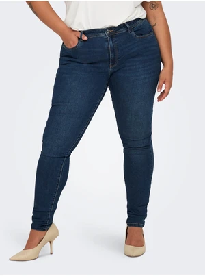 Dark blue womens skinny fit jeans ONLY CARMAKOMA Sally - Women