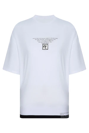 XHAN White Rib Detail Oversized T-shirt 2xe2-45950-01