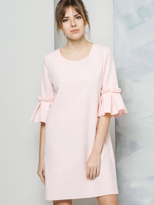 La Diva dress decorated with sleeves with wide pleats pink