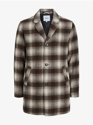 Brown Men's Plaid Coat with Wool Jack & Jones Zac - Men