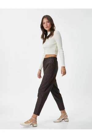 Koton Carrot Trousers with Lace Waist and Pocket Detail