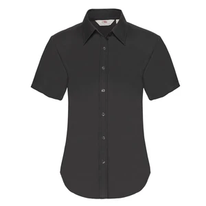 Black Poplin Shirt With Short Sleeves Fruit Of The Loom