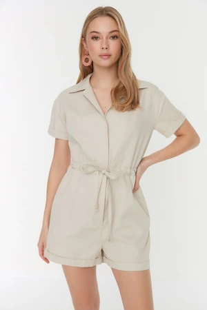 Trendyol Stone Tie Detailed Petite Woven Jumpsuit