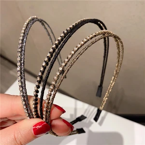 New Fashion Simple Cross Rhinestone Double Deck Headbands Woman Girl Temperament Elegant Hair Band Hair Hoop Hair Accessories