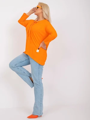 Orange cotton blouse plus size basic