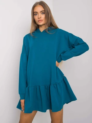 Sea cotton dress with a hood