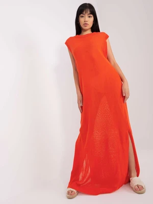 Orange knitted dress with a vest cut