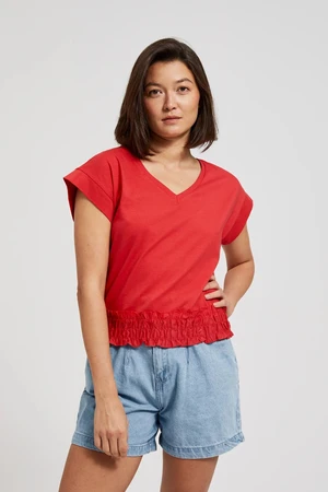 Women's T-shirt with elastic waistband MOODO - red