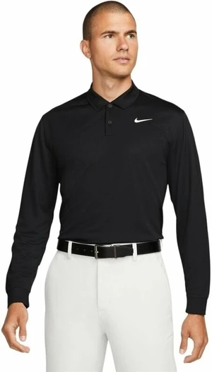 Nike Dri-Fit Victory Solid Mens Long Sleeve Black/White 2XL Polo