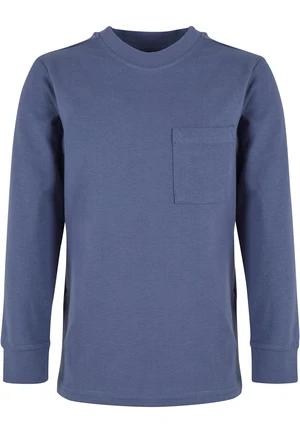 Boys' long-sleeved T-shirt with a pocket blue