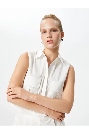 Koton Crop Shirt Cargo Pocket Detail Sleeveless