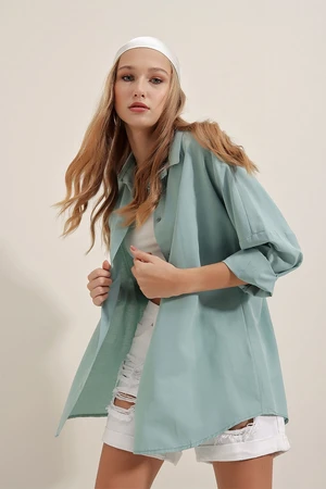 Bigdart 3900 Oversize Long Basic Shirt - Aqua Green