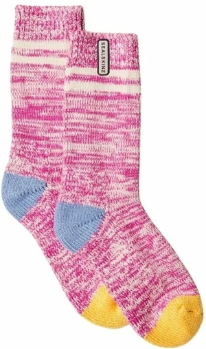 Sealskinz Thwaite Bamboo Mid Length Women's Twisted Sock Pink/Green/Blue/Cream L/XL Chaussettes de cyclisme