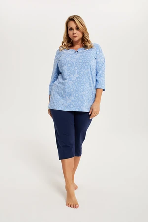 Women's pyjamas Cicada 3/4 sleeve, 3/4 leg - print/navy blue