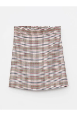 LC Waikiki Girls' Elastic Waist Plaid Gabardine Skirt