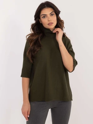 Khaki turtleneck sweater