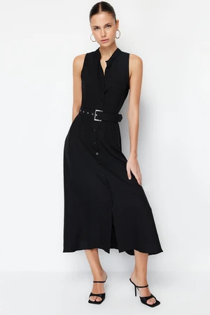 Trendyol Black Belted Midi Woven Shirt Dress