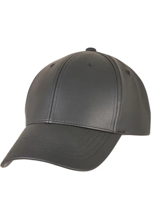 Black Alpha Shape Dad Synthetic Leather Cap