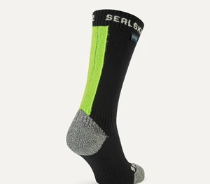 Sealskinz Waterproof All Weather Mid Length Sock With Hydrostop Negru/Galben Neon M Șosete ciclism