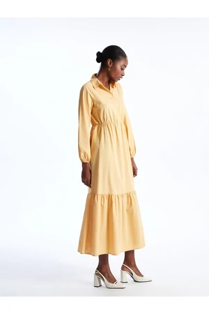 LC Waikiki Shirt Collar Plain Long Sleeve Women's Dress