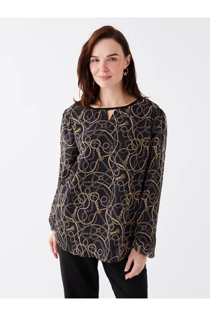 LC Waikiki Crew Neck Patterned Long Sleeve Women's Blouse